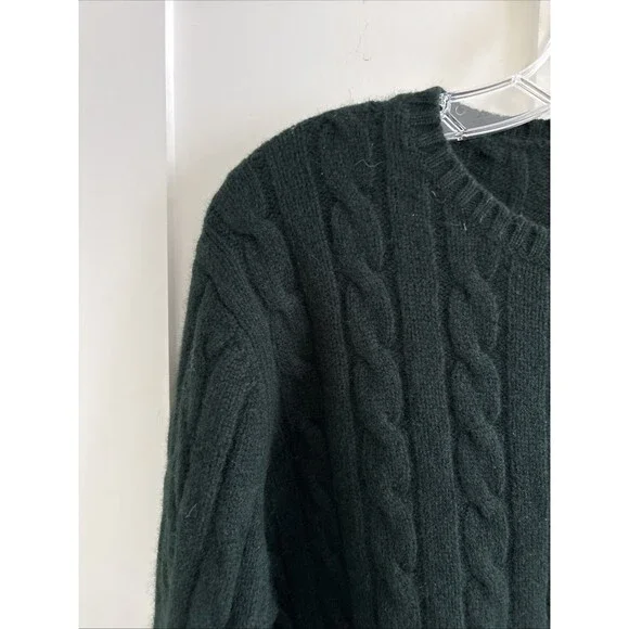 VGC Lauren Ralph Lauren VTG Forest green Lambs wool Cable Knit LRL sweater Sz XL - Picture 4 of 7